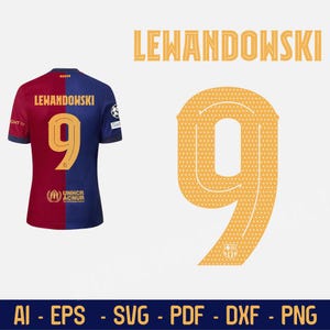 Lewandowski Barcelona Jersey #9: Cricut & Glowforge Cut File (Digital Download)