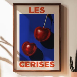 Cherry Printable Art, Cherry Poster, Cherries Art Aesthetic Room Decor, Wall Art Poster, Digital Wall Art, Girly Print, Cute Kitchen Decor