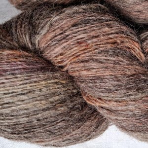 Wool yarn for knitting, High quality multicolor latte brown, old pink 100 % merino wool yarn. Natural lanolin yarn.