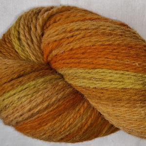 Wool yarn for knitting, High quality multicolor sunny yellow, orange  , striped wool yarn. Natural lanolin yarn.