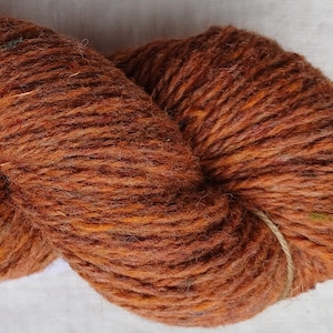 Filato di lana per lavorare a maglia. Filato multicolore di alta qualità tinto a mano color cannella. Filato di lanolina naturale.