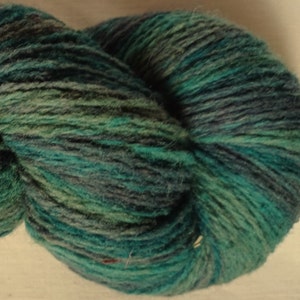 Wool yarn for knitting, High quality multicolor bluish green , gray striped wool yarn, Natural lanolin yarn