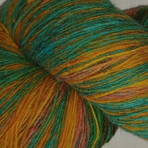 Filato di lana per lavorare a maglia, Filato di lana a righe multicolori verde-arancio di alta qualità, Filato di lanolina naturale