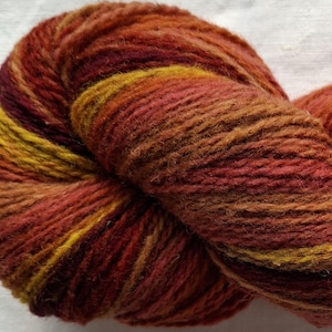 Wool yarn for knitting, High quality multicolor  orange, red, yellow striped wool yarn. Natural lanolin yarn.