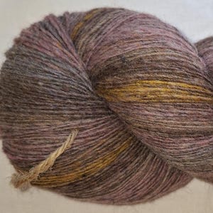 Wool yarn for knitting, High quality multicolor  purple, rust orange striped wool yarn. Natural lanolin yarn