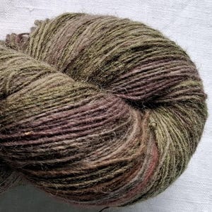 Wool yarn for knitting, High quality multicolor  forest green , brown striped wool yarn.  Natural lanolin yarn.