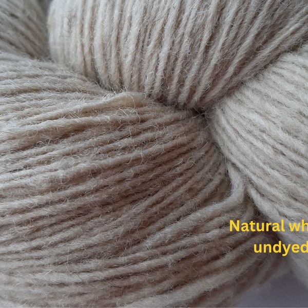 Wool yarn for knitting, High quality natural white, undyed wool yarn, Natural lanolin yarn