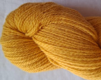 Hand Dyed Yellow Wool Yarn, Fine Weight, Knitting Crochet