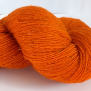 Wool yarn for knitting, High quality orange hand dyed yarn, Natural lanolin yarn