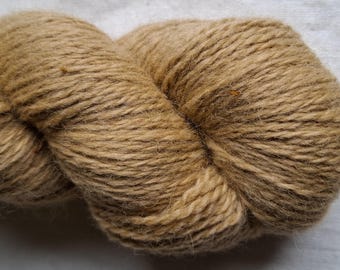 Hand-Dyed Sandy Yellow Wool Yarn: Soft Lanolin Rich Skein