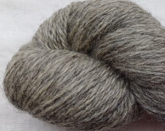 May include: A skein of gray yarn with a fuzzy texture.