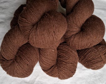 Wool yarn for knitting, High quality brown hand dyed yarn, Natural lanolin yarn