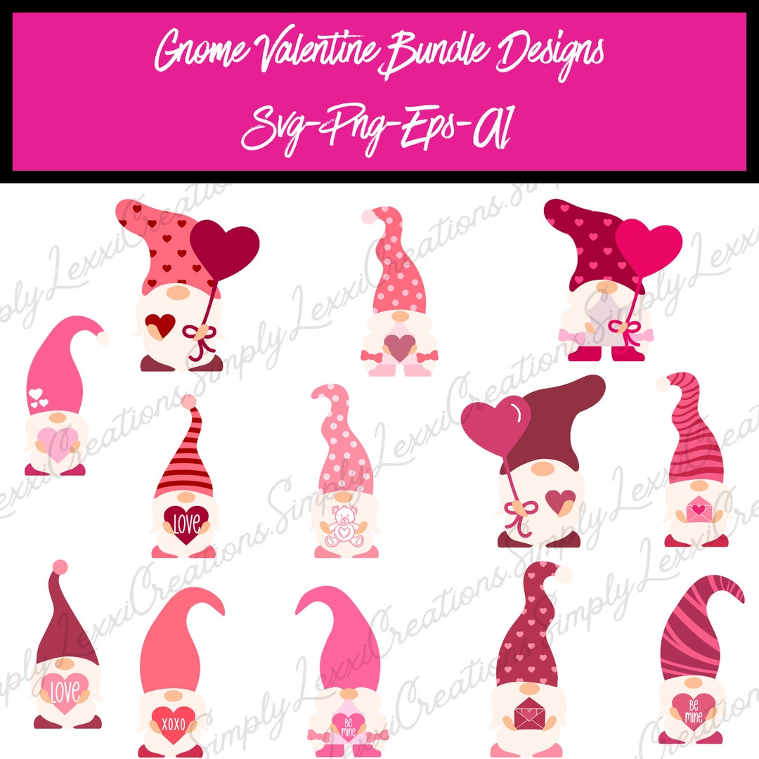 Valentine Day Svg Bundle Valentine Gnome Svg Gnomes Svg - Etsy