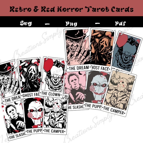 Horror tarot card bundle svg, Horror retro tarot card bundle svg, Horror tarot card bundle svg, Horror retro tarot card bundle svg