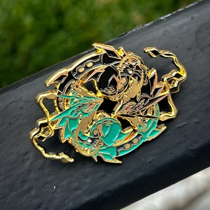 Green Dragon Shiny Yin Yang Dragon Pin| Soft Enamel Anime TCG |  Manga Pin, 1.75 INCH