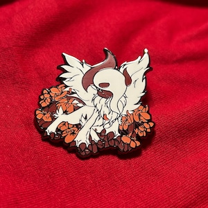 Cute Shiny Cat Fox Pin Gen 3 Enamel Pin  | Hard Enamel Pin Gift TCG | Mega Flower Pin, 2 INCH