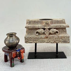 Antique Indian Wooden Table Decor Hand Carved Candle Holder Vintage Wooden Bracket Candle Holder Indian Art Decor Candle Stand Vintage Decor