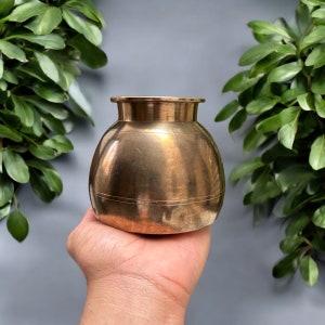 Vintage Messing Kleiner Becher Antiker Messingtopf Sammler Runder Topf Traditionelle Küche Accessoire Antikes indisches Dekor