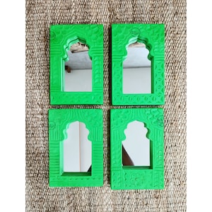 Indian Wooden Carved Wall Hanging Mirror Frame ( Set Of 4 ) Home Decor mirror Temple Mirror Frame / Antique Mirror Frame / Indian Art