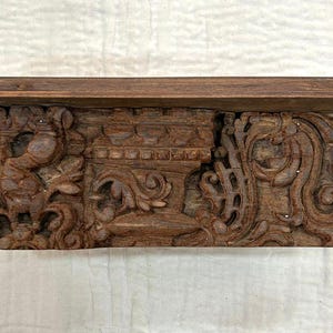 Indian Antique Wooden Wall Decor Shelf With Natural Finish Vintage Style Wall Hanging Hand Crafted Shelf Wall Decor Shelf Rustic Wood Art