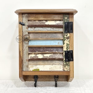 Vintage Style Reclaimed Wood Wall Hanging Decor Key Holder Antique Wooden Wall Decor Key Holder Wall Key Cabinet Decor Item