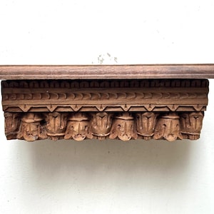 Indian Antique Wooden Wall Decor Shelf With Natural Finish Vintage Style Wall Hanging Hand Crafted Shelf Wall Decor Shelf Rustic Wood Art