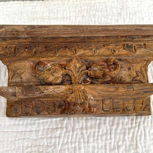 Indian Antique Wooden Wall Decor Shelf With Natural Finish Vintage Style Wall Hanging Handcrafted Wall Decorative Shelf Rustic Wood Art
