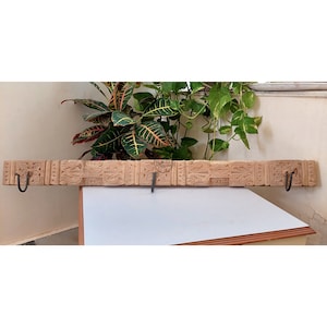 Indian Antique Wooden Carved Wall Hanging Three Hook Hanger / Home Decor / Wall Decor / Indian Art / Wooden Hanger / Handmade