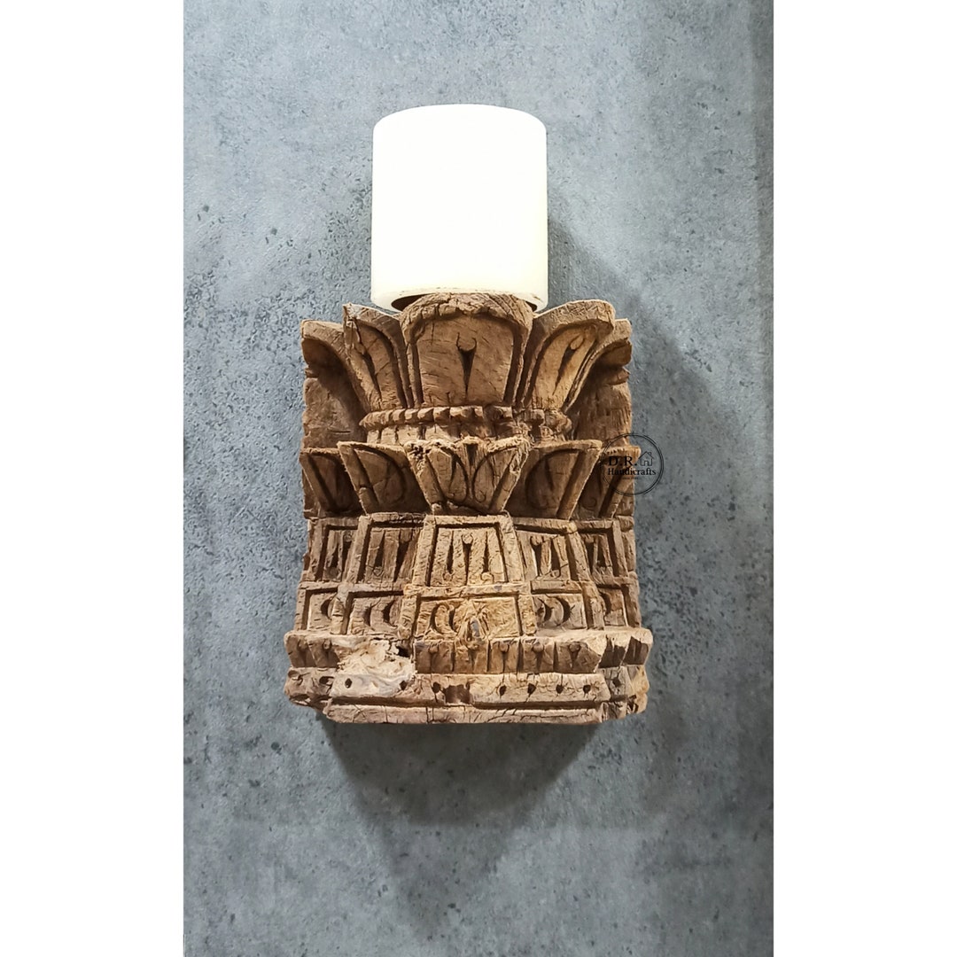 Indian Antique Wall Hanging Carved Candle Holder / Vintage Candle