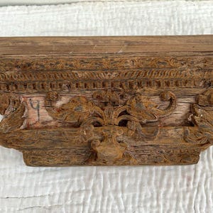 Indian Wooden Handcrafted Antique wall Hanging shelf with Natural Finish Wall Decor Home and Living Decor Vintage Style Rustic Wood Shelf