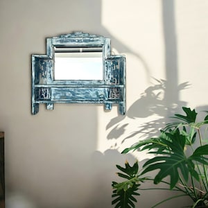 Vintage Wooden Wall Hanging Mirror Shelf Antique Indian Wooden Bathroom Shaving Wall Mirror Storage Cabinet Wooden Wall Hanging Mirror