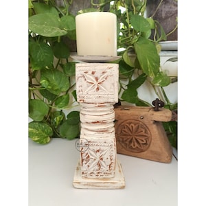 Indian Antique Wooden Leg Carved Candle Holder / Candle Stand / Indian Art / Vintage Candle Holder / Home Decor / Table Decor