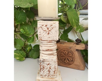 Bougeoir sculpté de jambe en bois antique indienne / support de bougie / art indien / porte-bougie vintage / décor à la maison / décor de table