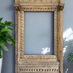 Vintage Mirror Frame Handmade Craved Mirror Frame Wall Decor Mirror Antique Mirror Frame Home Decor Living Room Decor Natural Wood