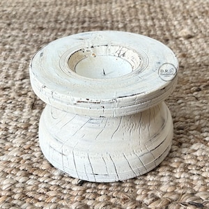 Indian Antique Wooden Seeder Candle Holder / White Wash Finish / Candle Stand / Home Decor / Vintage Seeder Candle Holder Show Piece Bijani