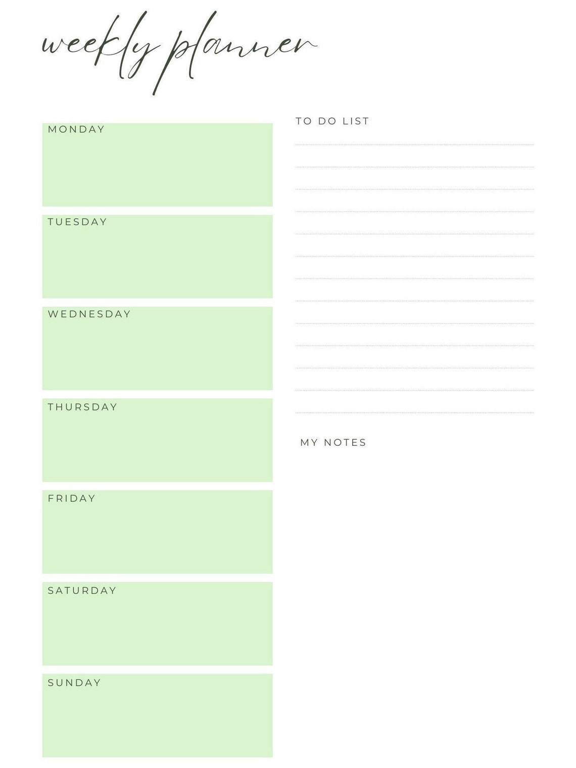Weekly Planner | Printable | Simple | Organise | Tidy - Etsy