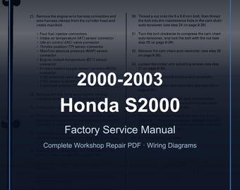 2000-2003 ホンダ S2000 ファクトリーサービス修理マニュアル ワークショップガイド DIY PDF 即時ダウンロード