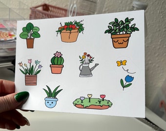 Kawaii garden sticker sheets, kawaii journaling stickers, writeable journaling stickers, kawaii stationary stickers, planner stickers