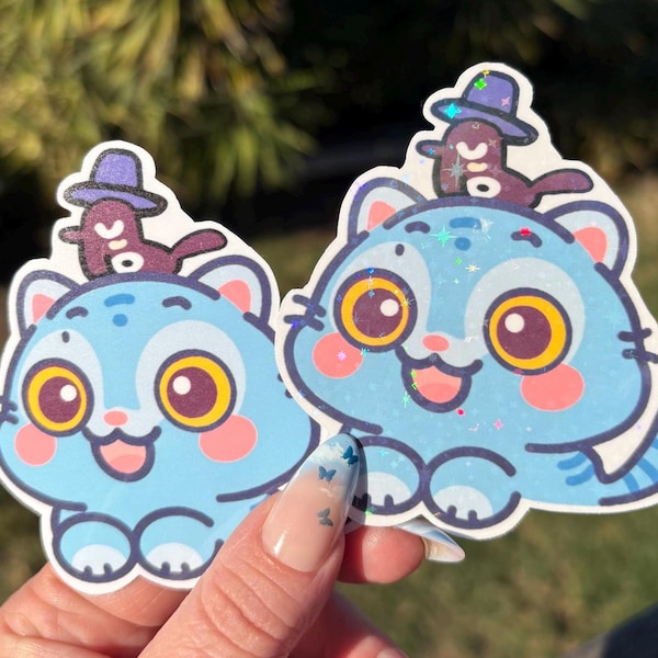 Cat and bird demon hunter sticker, K-pop demon hunter sticker, rumi, demon hunter, k pop demon hunter, kawaii sticker