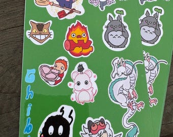 Ghibli sticker sheet, cute anime stickers, studio ghibli anime, kawaii studio ghibli sticker sheets