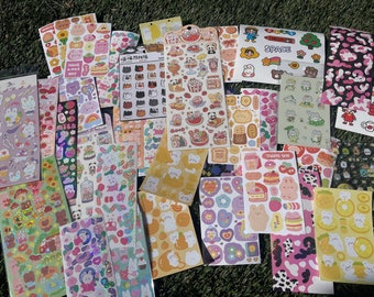 Kawaii sticker mystery bundle, sticker mystery bundle, Kawaii random sticker sheets, holographic mystery bundle, Korean sticker grab bag