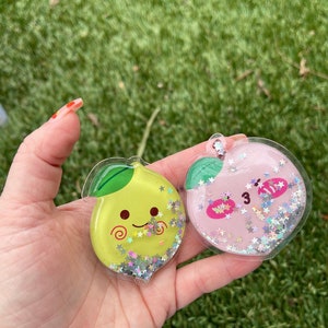 Cute kawaii phone grips, lemon phone grip, peach phone grip, cute phone grip, squishy phone case image 1