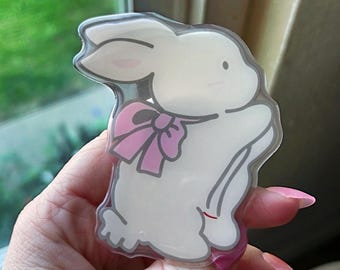 Bunny with bow phone holder, bunny phone holder, cute acrylic bunny phone holder, kawaii bunny phone holder
