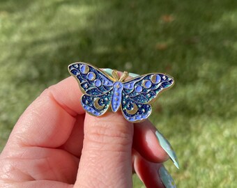 Glitter Butterfly enamel brooch, cute kawaii enamel pin, moth enamel pin, enamel butterfly pin, kawaii butterfly or moth brooch