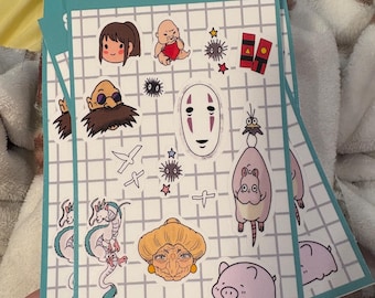 Ghibli sticker sheet, cute anime stickers, studio ghibli anime, kawaii studio ghibli sticker sheets