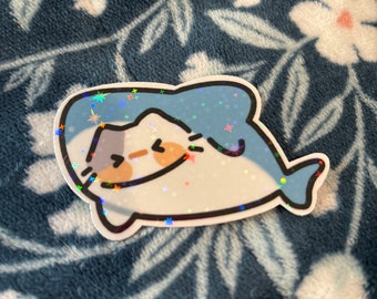 anime cat shark sticker, cute kawaii anime sticker, cute cat anime sticker