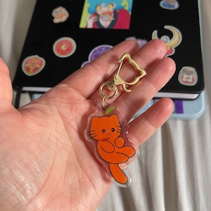 Orange Kitty keychain, chibi orange kitty kawaii keychain, kawaii kitty keychain, cute orange cat keychain, cute kitty chibi keychain