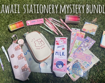 Kawaii mystery stationery bundle, cute mystery stationery bundle, mystery stationery bundle, kawaii homework bundle
