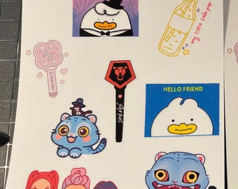 demon hunter sticker sheet, K-pop demon hunter sticker, rumi, demon hunter, k pop demon hunter, kawaii sticker
