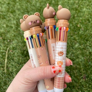 Kawaii bear pen, cute bear pen, kawaii pens, kawaii pen, multicolored pens, kawaii click pen, cute bear pen